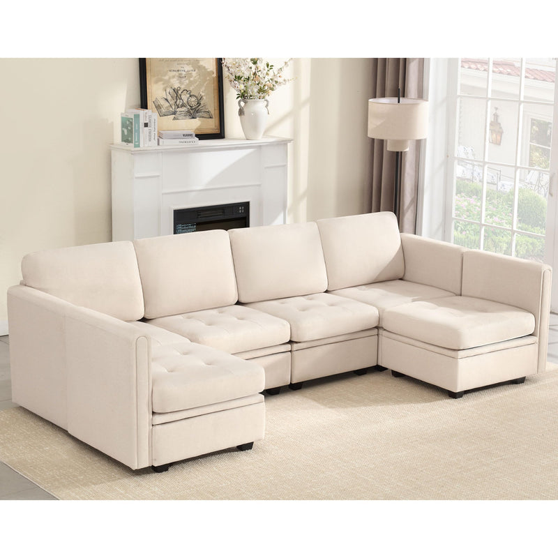 JONPONY Sectional Couch, Modular Sectional Sofa Pet-Friendly Couch with Storage, Sleeper Sectional Sofa, Comfortable Convertible Sectional Couches for Living Room