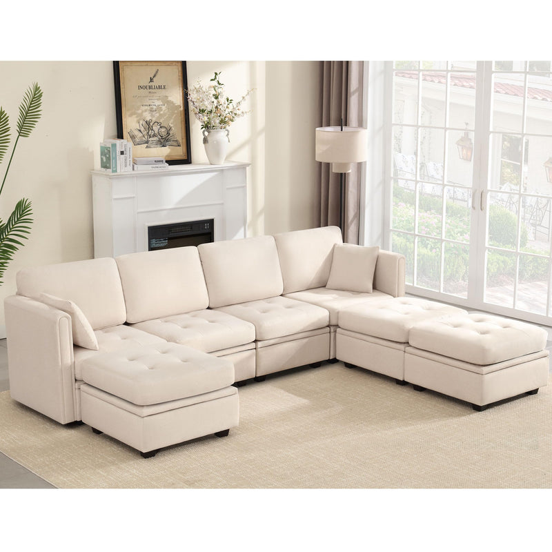 JONPONY Sectional Couch, Modular Sectional Sofa Pet-Friendly Couch with Storage, Sleeper Sectional Sofa, Comfortable Convertible Sectional Couches for Living Room