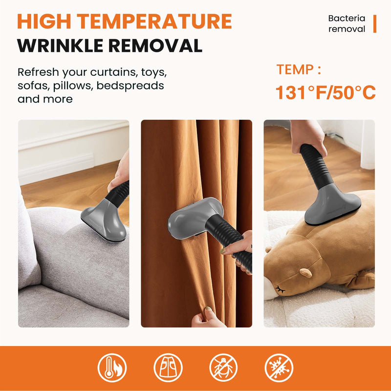 JONPONY Standing Garment Steamer 1500W, Professional Wrinkle Remover with 1.7L Water Tank for 55 Min Continuous Steaming, Heats in 45 Seconds, Height Adjustable with Roll Wheels