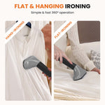 JONPONY Standing Garment Steamer 1500W, Professional Wrinkle Remover with 1.7L Water Tank for 55 Min Continuous Steaming, Heats in 45 Seconds, Height Adjustable with Roll Wheels