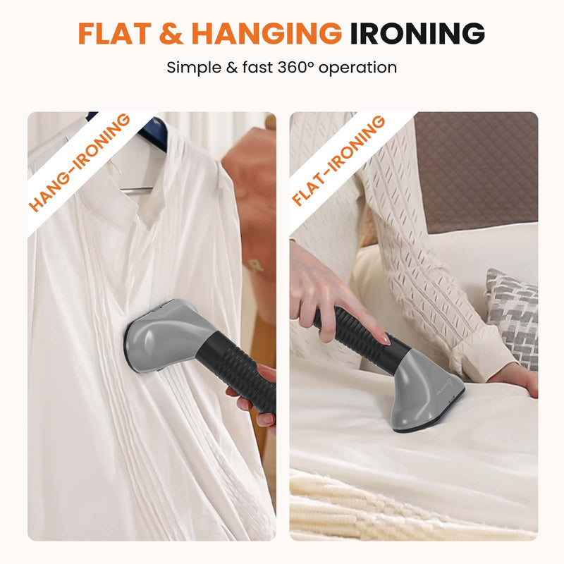 JONPONY Standing Garment Steamer 1500W, Professional Wrinkle Remover with 1.7L Water Tank for 55 Min Continuous Steaming, Heats in 45 Seconds, Height Adjustable with Roll Wheels