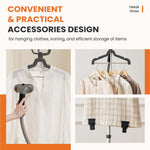 JONPONY Standing Garment Steamer 1500W, Professional Wrinkle Remover with 1.7L Water Tank for 55 Min Continuous Steaming, Heats in 45 Seconds, Height Adjustable with Roll Wheels