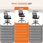 JONPONY Tall Drafting Office Chair,Desk Chair with Ergonomic Lumbar Support for Home, Office, Bedroom, for Adults,Black