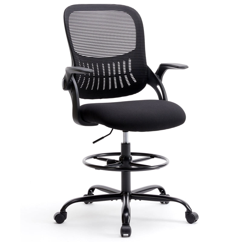 JONPONY Tall Drafting Office Chair,Desk Chair with Ergonomic Lumbar Support for Home, Office, Bedroom, for Adults,Black