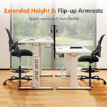 JONPONY Tall Drafting Office Chair,Desk Chair with Ergonomic Lumbar Support for Home, Office, Bedroom, for Adults,Black