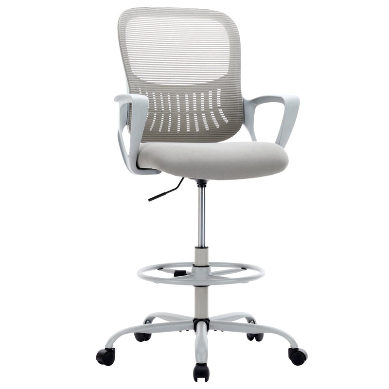 JONPONY Tall Drafting Office Chair,Desk Chair with Ergonomic Lumbar Support for Home, Office, Bedroom, for Adults,Gray