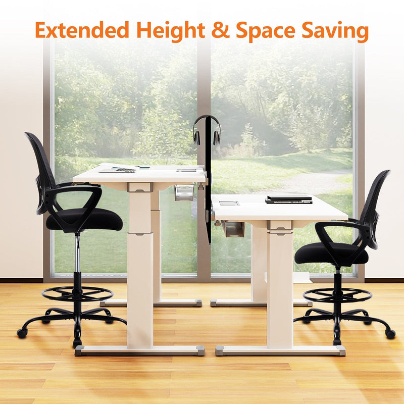 JONPONY Tall Drafting Office Chair,Desk Chair with Ergonomic Lumbar Support for Home, Office, Bedroom, for Adults,Gray