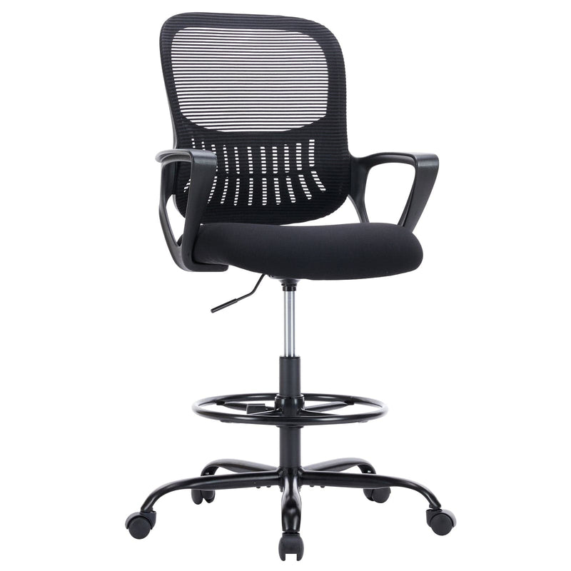 JONPONY Tall Drafting Office Chair,Desk Chair with Ergonomic Lumbar Support for Home, Office, Bedroom, for Adults,Gray