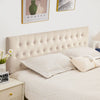JONPONY Tufted Upholstered Headboard Queen Size, Solid Wood Head Board with Adjustable Height Headboard from 37" to 51",Bed Frame Adapters,Beige,Headboard Only