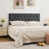 JONPONY Tufted Upholstered Headboard Queen Size, Solid Wood Head Board with Adjustable Height Headboard from 37" to 51",Bed Frame Adapters,Beige,Headboard Only