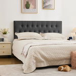 JONPONY Tufted Upholstered Headboard Queen Size, Solid Wood Head Board with Adjustable Height Headboard from 37" to 51",Bed Frame Adapters,Beige,Headboard Only