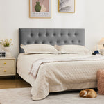 JONPONY Tufted Upholstered Headboard Queen Size, Solid Wood Head Board with Adjustable Height Headboard from 37" to 51",Bed Frame Adapters,Beige,Headboard Only