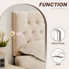 JONPONY Tufted Upholstered Headboard Queen Size, Solid Wood Head Board with Adjustable Height Headboard from 37" to 51",Bed Frame Adapters,Beige,Headboard Only