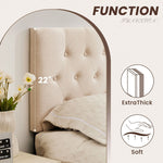JONPONY Tufted Upholstered Headboard Queen Size, Solid Wood Head Board with Adjustable Height Headboard from 37" to 51",Bed Frame Adapters,Beige,Headboard Only