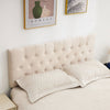 JONPONY Tufted Upholstered Headboard Queen Size, Solid Wood Head Board with Adjustable Height Headboard from 37" to 51",Bed Frame Adapters,Beige,Headboard Only