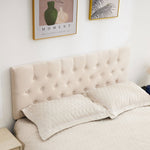 JONPONY Tufted Upholstered Headboard Queen Size, Solid Wood Head Board with Adjustable Height Headboard from 37" to 51",Bed Frame Adapters,Beige,Headboard Only