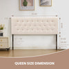 JONPONY Tufted Upholstered Headboard Queen Size, Solid Wood Head Board with Adjustable Height Headboard from 37" to 51",Bed Frame Adapters,Beige,Headboard Only