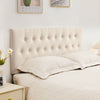 JONPONY Tufted Upholstered Headboard Queen Size, Solid Wood Head Board with Adjustable Height Headboard from 37" to 51",Bed Frame Adapters,Beige,Headboard Only