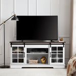 JONPONY TV Stand for TVs up to 65'' ,Media Entertainment Center Console Table with Doors Closed Storage, Distressed White