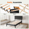 JONPONY Upholstered Platform Bed Frame with Linen/Fabric Headboard, 800LBS Wooden Slat Support, No Box Spring Needed, Noise Free, Easy Assembly