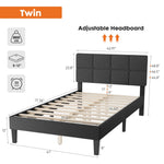 JONPONY Upholstered Platform Bed Frame with Linen/Fabric Headboard, 800LBS Wooden Slat Support, No Box Spring Needed, Noise Free, Easy Assembly