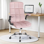 JONPONY Velvet Office Chairs with Flip up Armrests, Comfy Fabric Home Office Desk Chair with Wheels, Height Adjustable 360° Swivel Rocking Ergonomic Executive Chairs