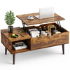 JONPONY Wood Coffee Table,Lift Top Coffee Table with Hidden Compartment and Large Storage Shelf, Lift Tabletop Dining Center Table for Home Living Room Office, Black