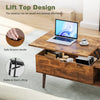 JONPONY Wood Coffee Table,Lift Top Coffee Table with Hidden Compartment and Large Storage Shelf, Lift Tabletop Dining Center Table for Home Living Room Office, Black