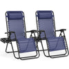 JONPONY Zero Gravity Chair Outdoor Lounge Chair，Suitable for Beach Terrace Pool Patio, Blue 2-Pack