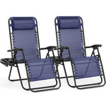 JONPONY Zero Gravity Chair Outdoor Lounge Chair，Suitable for Beach Terrace Pool Patio, Blue 2-Pack