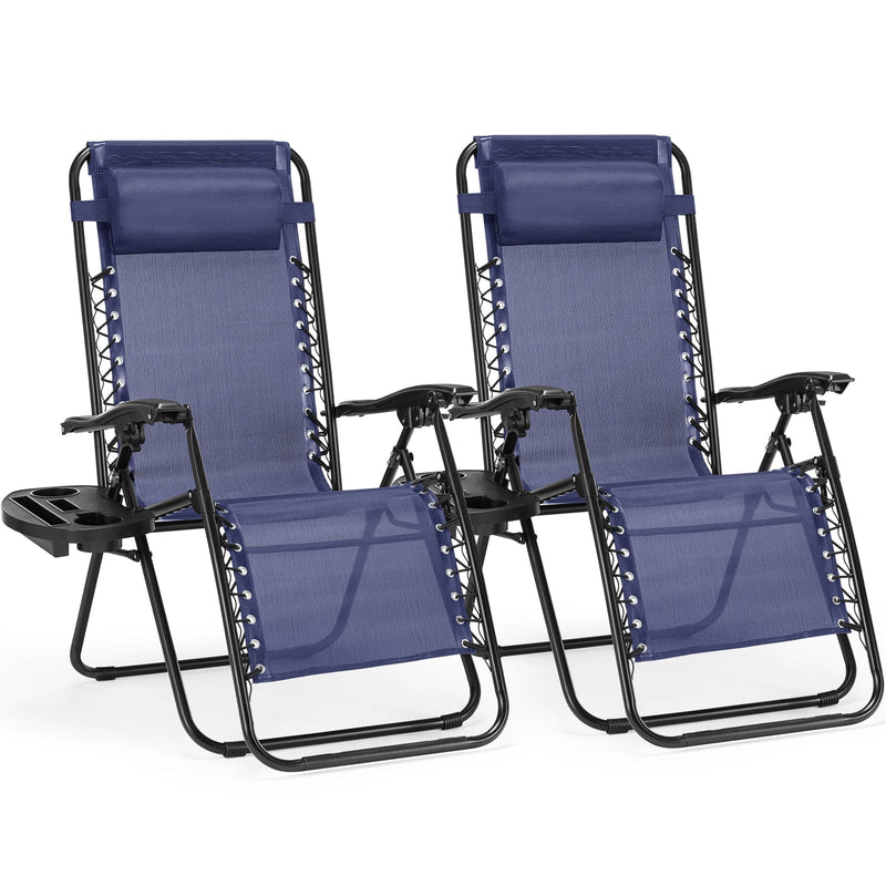 JONPONY Zero Gravity Chair Outdoor Lounge Chair，Suitable for Beach Terrace Pool Patio, Blue 2-Pack