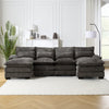 JONPONY110" Modular Sectional Sofa with Double Cushion Sleeper Chaise,Modern Comfy Velvet Couch with Waist Pillows for Living Room,Grey