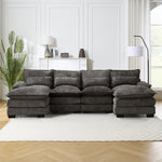 JONPONY110" Modular Sectional Sofa with Double Cushion Sleeper Chaise,Modern Comfy Velvet Couch with Waist Pillows for Living Room,Grey