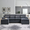 JONPONY110" Modular Sectional Sofa with Double Cushion Sleeper Chaise,Modern Comfy Velvet Couch with Waist Pillows for Living Room,Grey