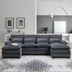 JONPONY110" Modular Sectional Sofa with Double Cushion Sleeper Chaise,Modern Comfy Velvet Couch with Waist Pillows for Living Room,Grey
