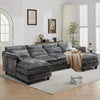 JONPONY110" Modular Sectional Sofa with Double Cushion Sleeper Chaise,Modern Comfy Velvet Couch with Waist Pillows for Living Room,Grey