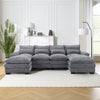 JONPONY110" Modular Sectional Sofa with Double Cushion Sleeper Chaise,Modern Comfy Velvet Couch with Waist Pillows for Living Room,Grey