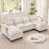 JONPONY110" Modular Sectional Sofa with Double Cushion Sleeper Chaise,Modern Comfy Velvet Couch with Waist Pillows for Living Room,Grey
