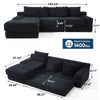 L-Shaped Sectional Couches for Living Room with Memory Foam & Steel Frame - No Assembly Convertible Sofa Bed, Corduroy Fabric Compression Sofa, Modular Couch for Bedrooms,Home Theater