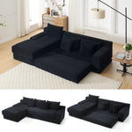 L-Shaped Sectional Couches for Living Room with Memory Foam & Steel Frame - No Assembly Convertible Sofa Bed, Corduroy Fabric Compression Sofa, Modular Couch for Bedrooms,Home Theater