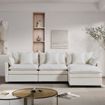 JONPONY 108.66"Modern Chenille L-shaped Sectional Sofa with Convertible Chaise, Comfy Cloud Couch Deep Sectional Sofa with Ottomans for Living Room,Beige