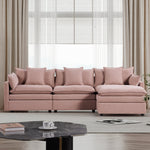JONPONY 108.66"Modern Chenille L-shaped Sectional Sofa with Convertible Chaise, Comfy Cloud Couch Deep Sectional Sofa with Ottomans for Living Room,Beige