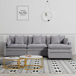 JONPONY 108.66"Modern Chenille L-shaped Sectional Sofa with Convertible Chaise, Comfy Cloud Couch Deep Sectional Sofa with Ottomans for Living Room,Beige