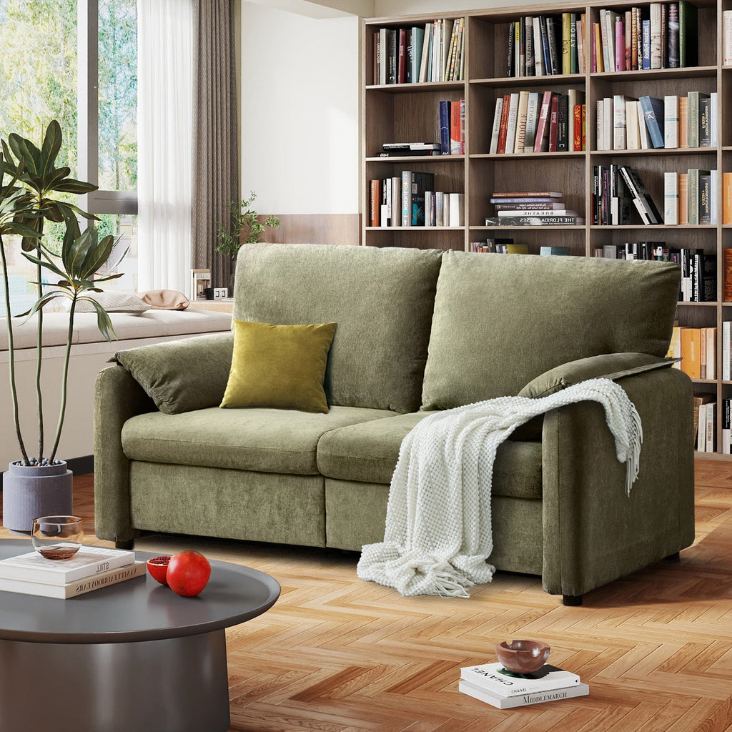 JONPONY 70" Oversized Loveseat, Chenille Back Down filled sofa , Neck Extra Deep Seats Sofas, with multiple colors for Living Room Small Space, Beige