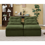 JONPONY Modular Sofa,No Armrests,At will DIY,Soft Corduroy Fabric,Neck Pillow-Back Lounge Sofa Chair,Reading Nook, or Apartment Living, Lumbar Pillow,2 Seats,Upholstered