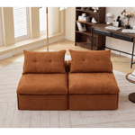 JONPONY Modular Sofa,No Armrests,At will DIY,Soft Corduroy Fabric,Neck Pillow-Back Lounge Sofa Chair,Reading Nook, or Apartment Living, Lumbar Pillow,2 Seats,Upholstered