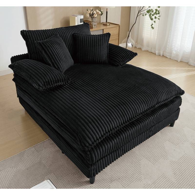 JONPONY Oversized 64''x54'' Chaise Lounge Chair Indoor, Upholstered Sofa Bed, Sleeper Couch Reading Chairs Fluffy Plush Faux Fur Cloud Sofas Couches with Adjustable Back for Living Room
