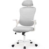 Office chair, comfortable swivel chair with high back, wheels, adjustable headrest, comfortable lumbar support, flip arm, black