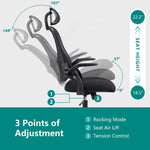 Office chair, comfortable swivel chair with high back, wheels, adjustable headrest, comfortable lumbar support, flip arm, black
