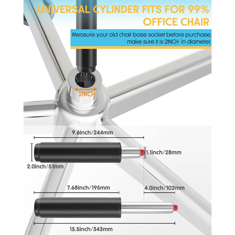 JONPONY 2.5 inch Office Chair Gas Lift Cylinder-Office Chair Replacement Parts,Universal Size Fits Most Chairs,Heavy Duty Gas Lift Hydraulic/Pneumatic Piston for Office Chair